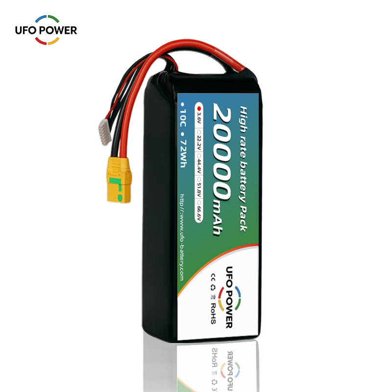 UFO POWER Drone Battery 3.6V 20000mAh 72Wh 350Wh/kg (NCM) High-Energy Dense 500 Cycles (-40C~60C)