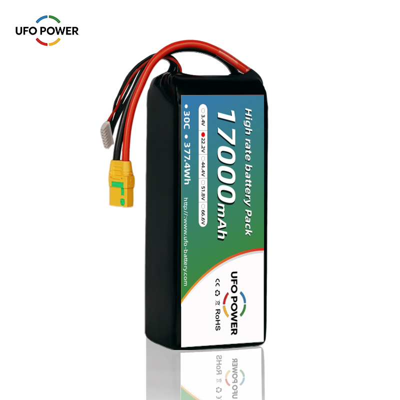 Rechargeable 17000mah 22.2v 30c 377.4wh Li-ion Battery Smart Drone Battery with Long Flight Time for
